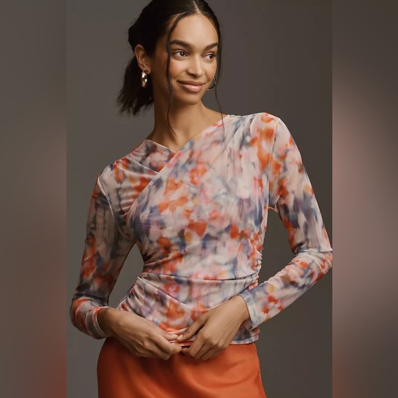 Mesh multicolour long sleeve blouse Anthropologie - Picture 5 of 6